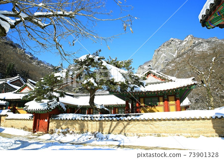 Snowy landscape, winter landscape, Baekyangsa Temple 73901328