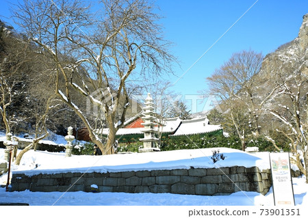 白雪皚皚的風景冬景白楊寺 白雪皚皚的風景冬景白楊寺 73901351