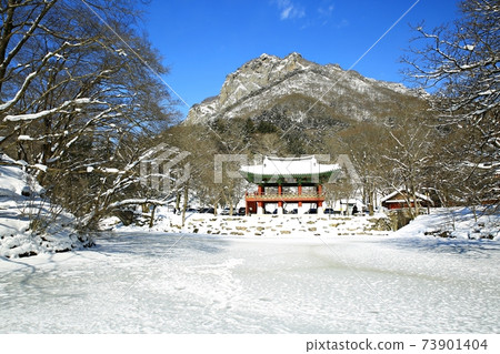 Snowy landscape, winter landscape, Baekyangsa Temple 73901404