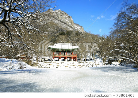 Snowy landscape, winter landscape, Baekyangsa Temple 73901405