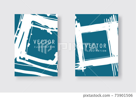 White ink brush stroke on blue background. Japanese style. White ink brush stroke on blue background. Japanese style. 73901506
