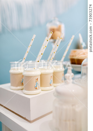 Candy bar at Birthday party. Dessert table for a party 73903274