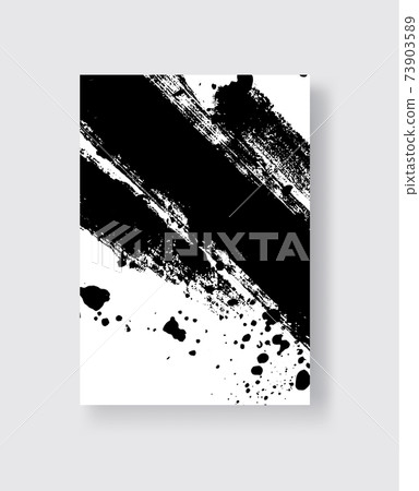 Black ink brush stroke on white background. Japanese style. Black ink brush stroke on white background. Japanese style. 73903589