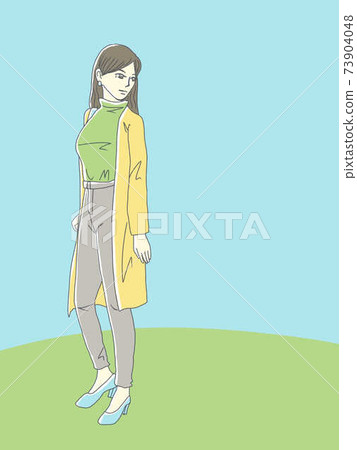 Spring Cordination Spring coordination women solid coating - Stock Illustration [73904048 ...