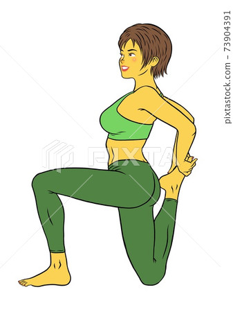 Woman fitness instructor stretching 73904391