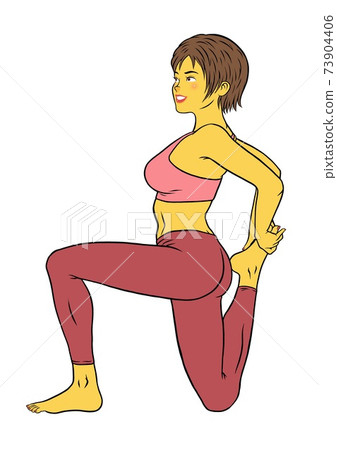 Woman fitness instructor stretching Woman fitness instructor stretching 73904406