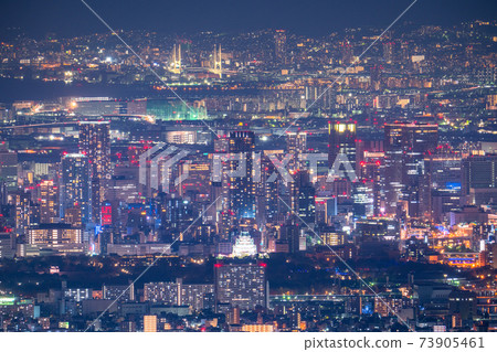 《Osaka Prefecture》 Night view and panoramic view of central Osaka 73905461