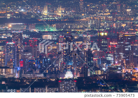 《Osaka Prefecture》 Night view and panoramic view of central Osaka 73905473