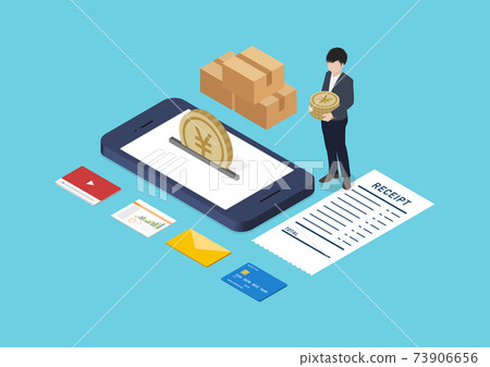 Illustration material of smartphone payment, mobile payment, carrier payment 73906656