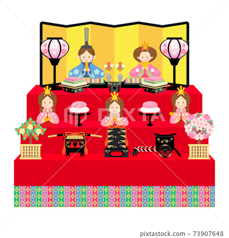Hina doll five-person decoration illustration 73907648
