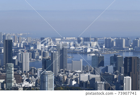 View of Tokyo cityscape of Japan, Harumi flag, etc. 73907741
