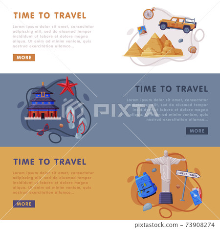 Travel or Tourism Website Landing Page with City Landmarks and Journey Attribute Vector Template Set Travel or Tourism Website Landing Page with City Landmarks and Journey Attribute Vector Template Set 73908274
