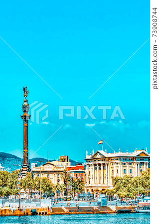Panorama on Barcelona Seaport .Barcelona. Spain. 73908744