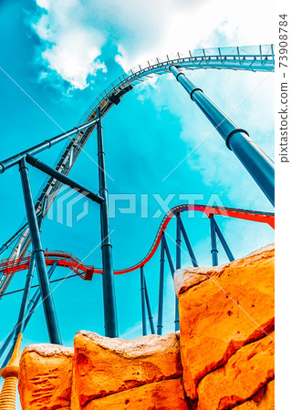Roller Coaster in funny amusement  park 73908784