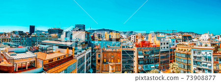 Panorama of the center of Barcelona, the capital of the Autonomy Panorama of the center of Barcelona, the capital of the Autonomy 73908877