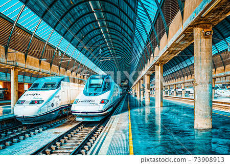 Modern hi-speed passenger train of Spanish railways company-Renf 73908913