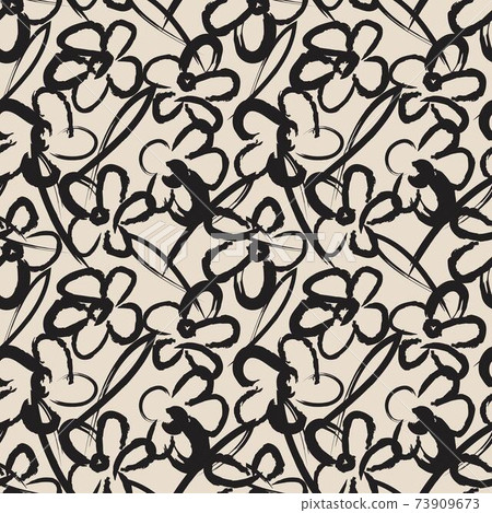 Floral Brush strokes Seamless Pattern Background - Stock Illustration ...