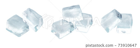 Fying Ice cubes isolated on white background Fying Ice cubes isolated on white background 73910647