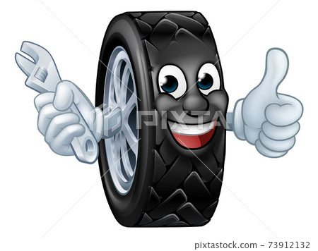 Tyre Cartoon Car Mechanic Service Mascot 73912132