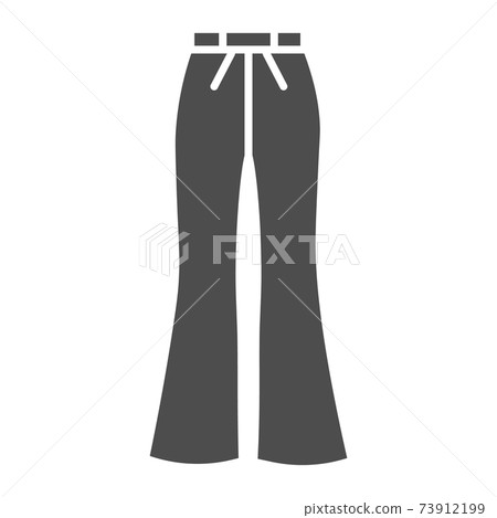 Flared pants solid icon, clothes concept, retro pants sign on white background, Flared jeans icon in glyph style for mobile concept and web design. Vector graphics. 73912199