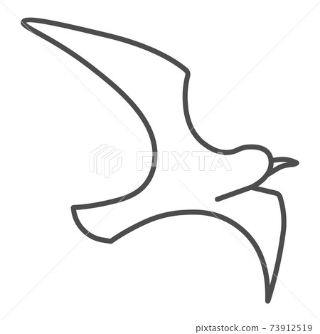 Seagull thin line icon, marine concept, sea gull sign on white background, Flying bird silhouette icon in outline style for mobile concept and web design. Vector graphics. 73912519