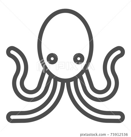 Octopus Line Icon Aquatic Animals Concept Stock Illustration