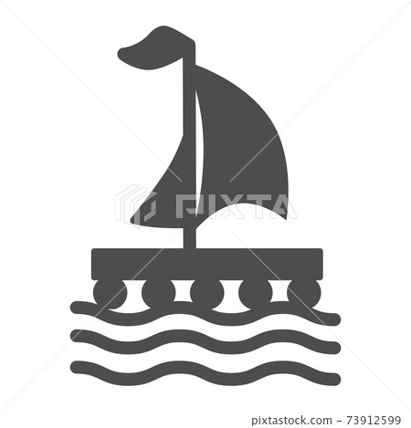 Wooden raft with sail solid icon, nautical...-插圖素材 [73912599] - PIXTA圖庫