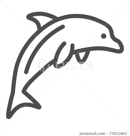 Dolphin line icon, ocean concept, Dolphin sea animal sign on white background, one jumping dolphin icon in outline style for mobile concept and web design. Vector graphics. 73912663