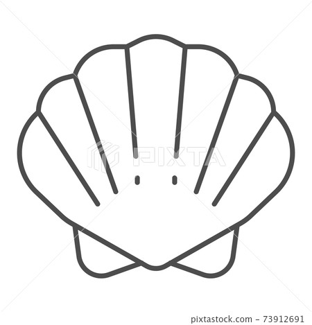 Shell thin line icon, ocean concept, shellfish - Stock