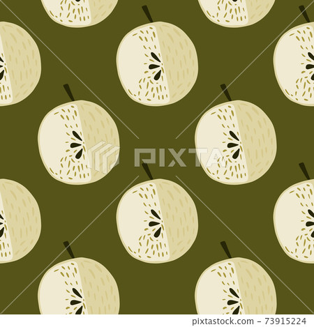 White apple seamless pattern in cartoon doodle... - Stock Illustration ...