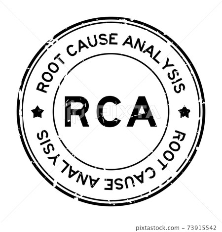 Grunge black RCA root cause analysis word round rubber seal stamp on white background 73915542