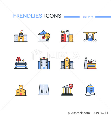 Architecture - modern line design style icons set - Stock Illustration ...