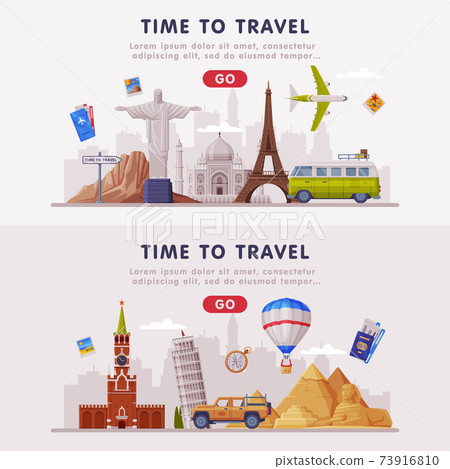 Travel or Tourism Website Landing Page with City Landmarks Vector Template Set Travel or Tourism Website Landing Page with City Landmarks Vector Template Set 73916810
