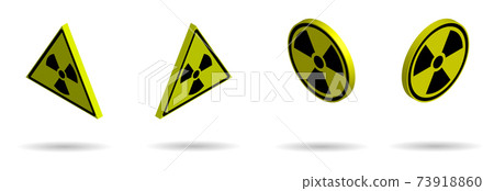 Set of radioactive hazard signs on a yellow background. Isolated vector 73918860