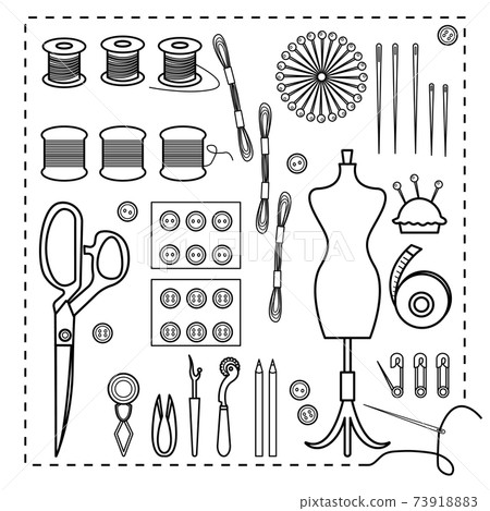 Sewing kit monochrome - Stock Illustration [73918883] - PIXTA