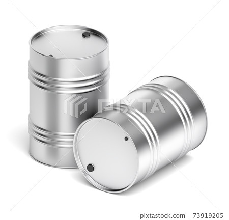 Steel barrels on white background Steel barrels on white background 73919205
