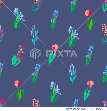 Seamless pattern with flowers, plant vector... - Stock Illustration ...