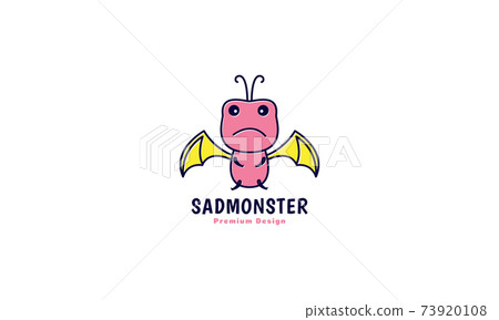 sad monster pink cartoon logo symbol icon vector graphic design illustration 73920108