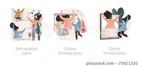Virtual communication abstract concept vector illustrations. Virtual communication abstract concept vector illustrations. 73921320