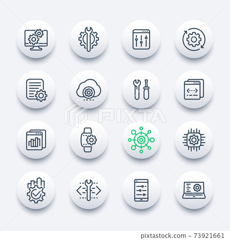 development, configuration, settings line icons 73921661