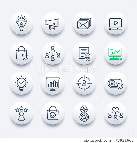 digital marketing line icons, vector set - Stock Illustration [73921663 ...