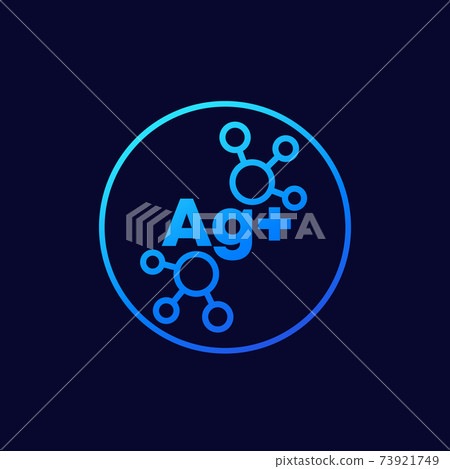 Silver ions vector icon on dark 73921749
