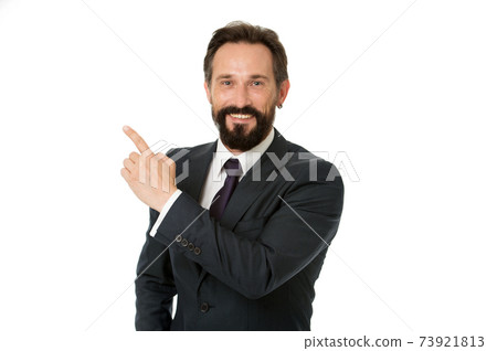 Businessman or manager shows direction. Look at that 73921813