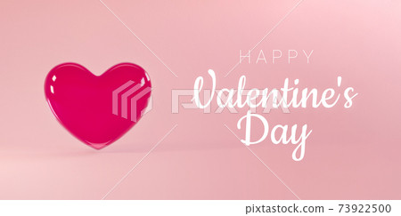 Valentines day background with flying realistic glass heart and happy valentines day text. For website, wallpaper, invitation, posters, brochure, banners. 73922500