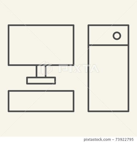 Computer thin line icon. Pc vector illustration isolated on white. Desktop outline style design, designed for web and app. Eps 10. 73922795
