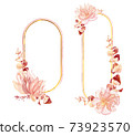 Boho wedding Floral frame clipart - watercolor modern clipart eucalyptus leaves and rose hip flowers 73923570