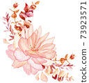 Boho wedding Floral bouquet clipart - watercolor modern clipart eucalyptus leaves and flowers 73923571