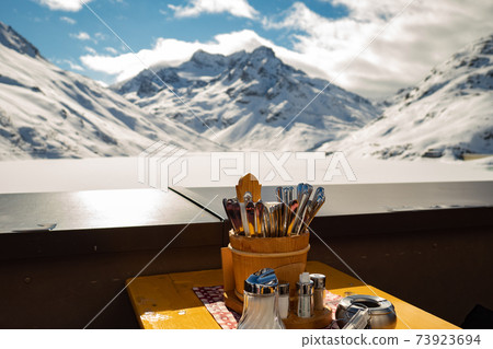 Restaurant Bieler Hoehe with amazing view into the high mountains 73923694