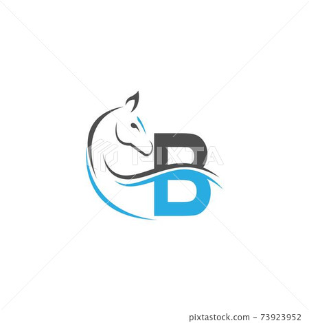 Letter B Icon Logo With Horse Illustration Design - Stock Illustration ...