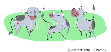 Set of cartoon bulls for the new year 2021. Collection of design elements on a light background. Kawaii for the holiday. EPS10 vector illustration Set of cartoon bulls for the new year 2021. Collection of design elements on a light background. Kawaii for the holiday. EPS10 vector illustration 73924378